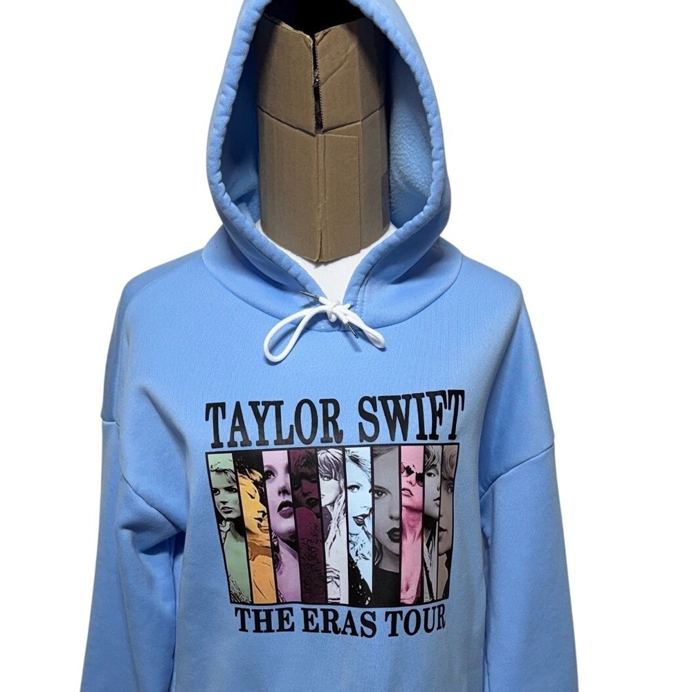 Taylor Swift Hoodie Women Small Blue Sweatshirt The Eras Tour  Fleece Hooded‎